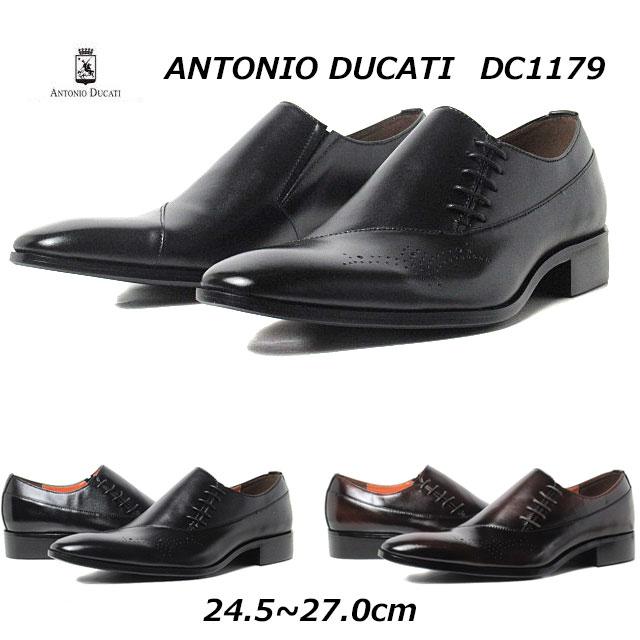 27cm ANTONIO DUCATI アントニオ デュカティ 革靴 ブラック セール品 返品交換不可 アントニオ デュカティ ANTONIO DUCATI サイド