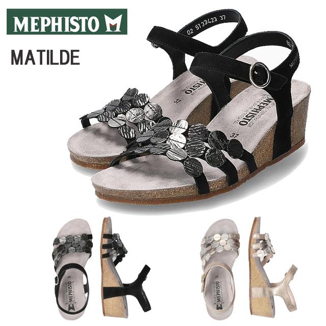 メフィスト MEPHISTO MATILDE 甲ベルクロ ストラップ ウェッジソール  