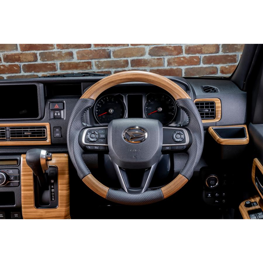 S700W S710W アトレーワゴン S700V S710V ハイゼットカーゴ ガングリップ 茶木目ウッド ステアリング コンビ ハンドル | WANGAN357 | 01