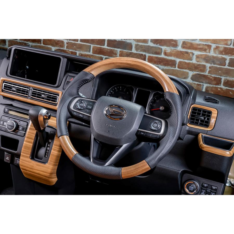 S700W S710W アトレーワゴン S700V S710V ハイゼットカーゴ ガングリップ 茶木目ウッド ステアリング コンビ ハンドル | WANGAN357 | 03