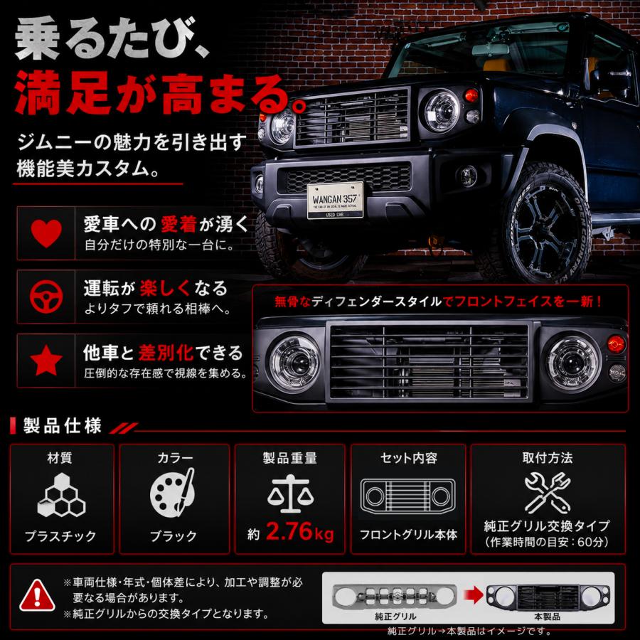 JB64W JB74W JC74W ジムニー シエラ ノマド フロントグリル レトロ