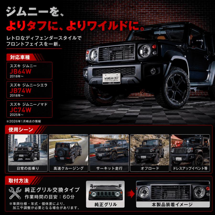 JB64W JB74W JC74W ジムニー シエラ ノマド フロントグリル レトロ