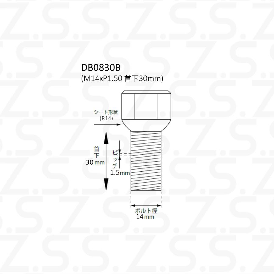 Z.S.S. AP ホイールボルト R14球面座 首下 30mm M14xP1.50 10本 スペーサー 純正ホイール用 ベンツ ポルシェ アウディ ブラック ZSS |  | 01