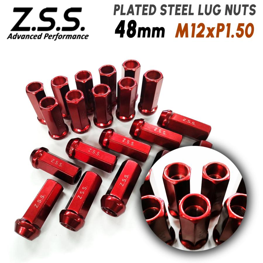 Z.S.S. AP 48mm 貫通 ホイールナット 防錆 レッド 赤メッキ処理済