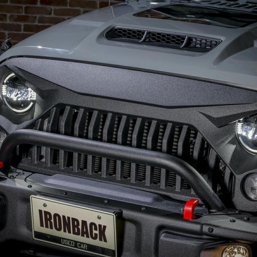 IRONBACK ラングラー JK アングリー フロント グリル ジープ バッド