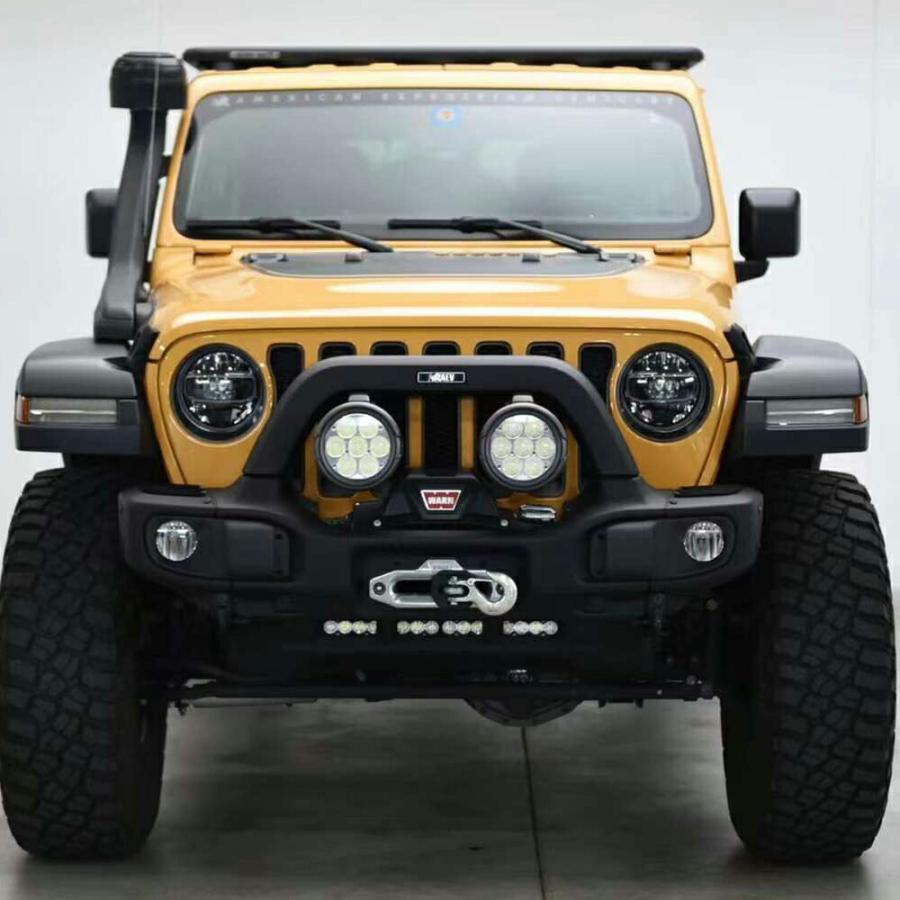 IRONBACK ジープ ラングラー JL グラディエーター JT 用 A3V-スタイル フロント バンパー (ショート タイプ) スチール製 JEEP WRANGLER GLADIATORの画像