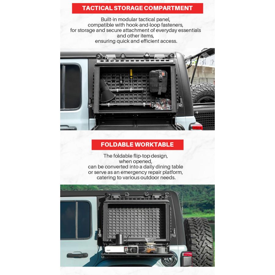 ラングラー JL TACMOLLE リアウィンドウ 収納ボックス テーブル 左右どちらでも使える アウトドア ジープ JEEP WRANGLER | WF PERFORMANCE | 11