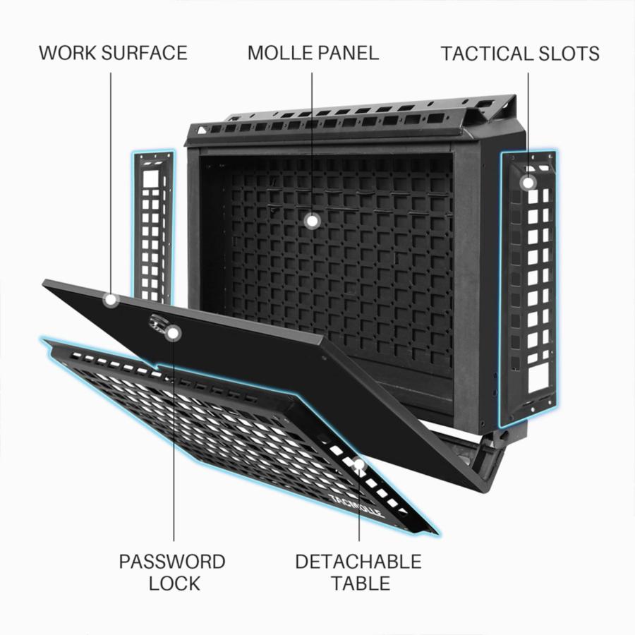 IRONBACK ラングラー JL TACMOLLE リアウィンドウ 収納ボックス テーブル 左右どちらでも使える アウトドア ジープ JEEP WRANGLER |  | 11
