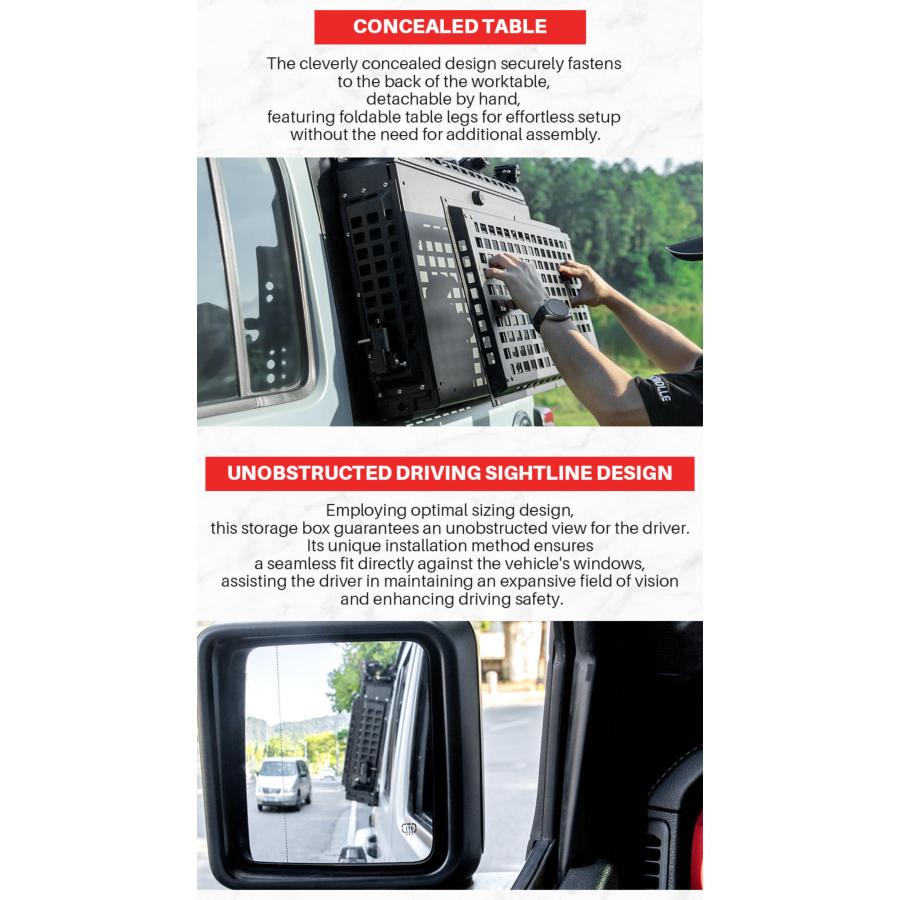 ラングラー JL TACMOLLE リアウィンドウ 収納ボックス テーブル 左右どちらでも使える アウトドア ジープ JEEP WRANGLER | WF PERFORMANCE | 12