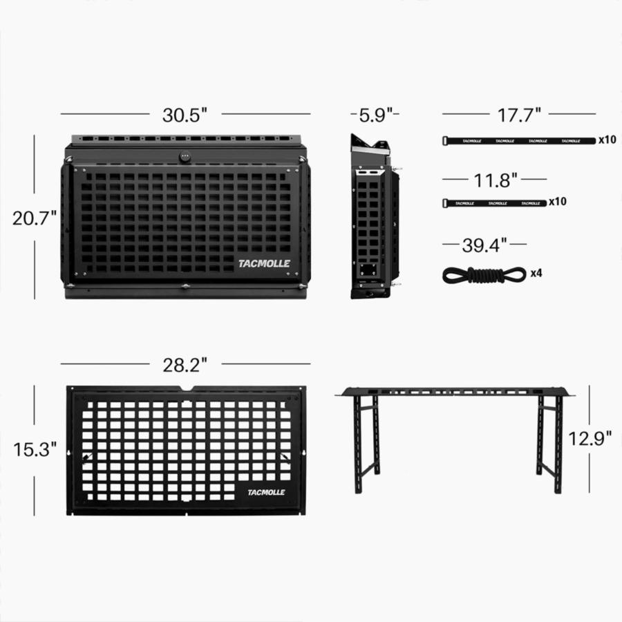 IRONBACK ラングラー JL TACMOLLE リアウィンドウ 収納ボックス テーブル 左右どちらでも使える アウトドア ジープ JEEP WRANGLER |  | 12