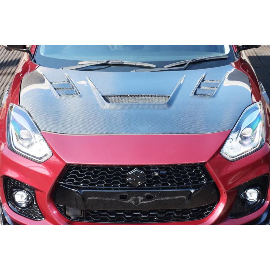 スイフトスポーツzc33s カーボンボンネット ダクト付き 軽量エアロパーツ ZIPTUNE スイフトスポーツ zc33s ボンネット TYPE2 カーボン 軽量