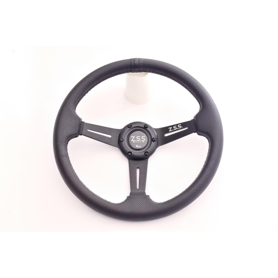 personalレザーステアリング35cm 本革巻き レザーステアリング 35Φ 80mmディープ S-6 : オートパーツ