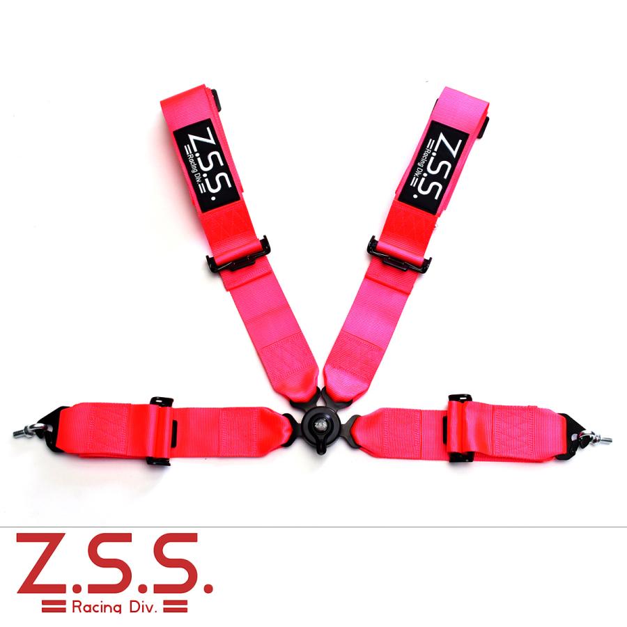 z.s.s. 4点式 レーシングハーネス シートベルト 3インチ ネオン ピンク