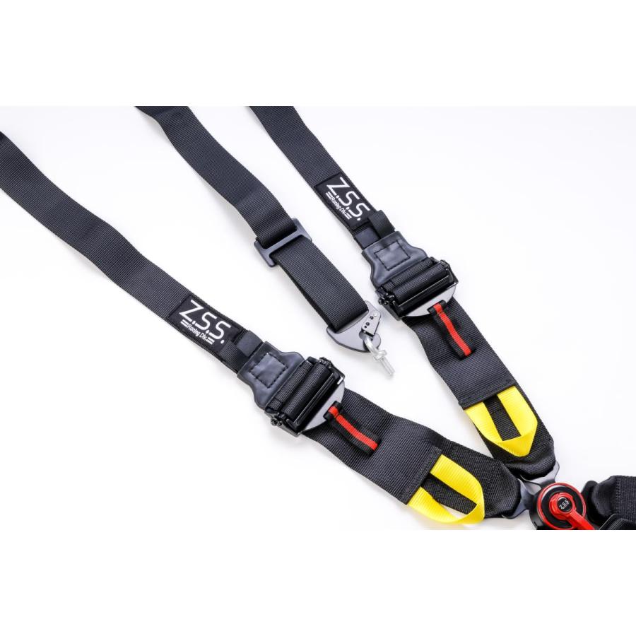 かにかーに レーシングハーネス セット Z.S.S. レーシングハーネス 6点式 HANS対応 汎用 ブラック 2インチ-3