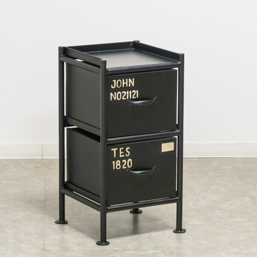 ienowa（イエノワ） スチールチェスト 2段 引き出し ブラック 幅30×高 