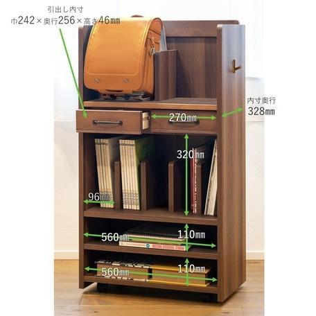 ランドセル収納 幅60cm 高さ110cm キャスター付き 木製 天然木 収納 小学生 子供部屋 キッズ  無垢材 勉強 プレゼント 孫 入学祝い 北欧 トライR kidukuの画像
