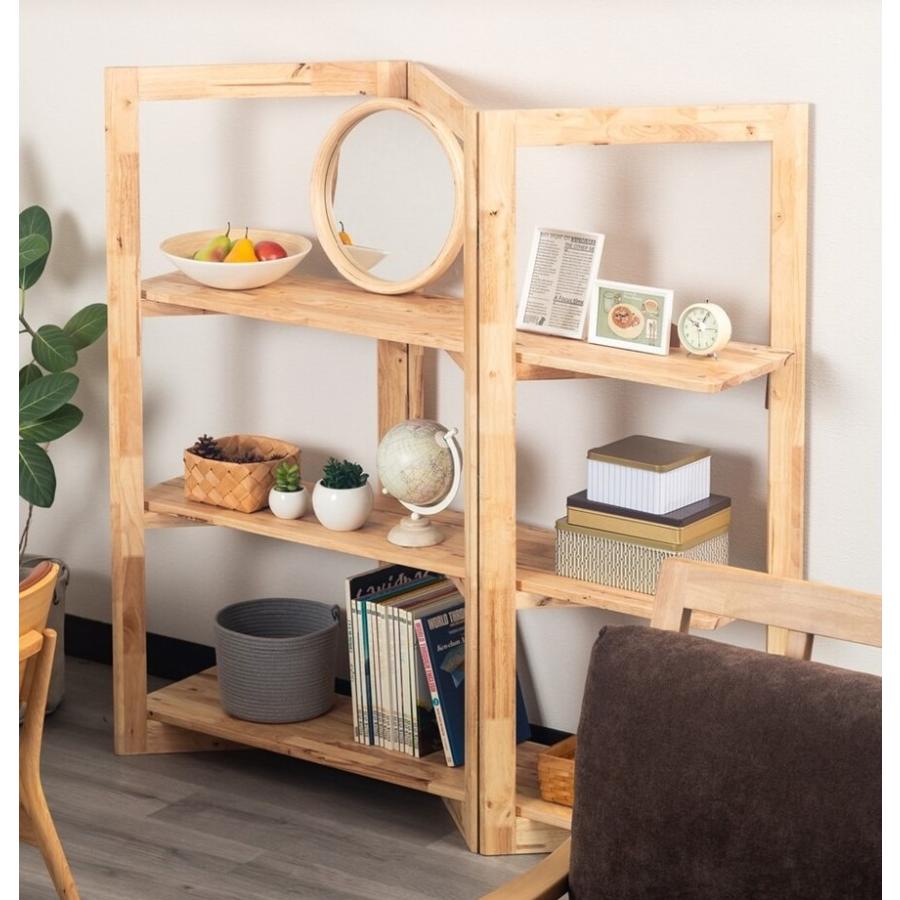 オープンシェルフ 2×4 本棚 天然木 木製 無垢材 シンプル 棚 巾734×高