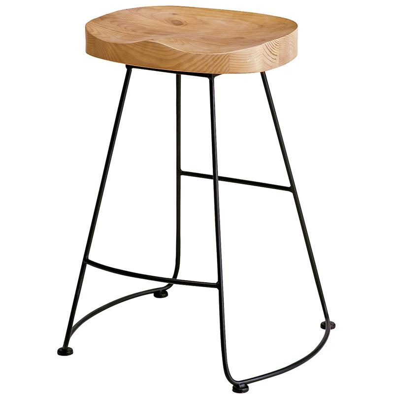 天然木 木製 バーチェア 高さ68cm  パイン材 カウンター スツール  アイアン 椅子  自然素材 おしゃれ シンプル 軽量