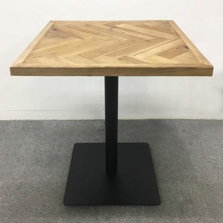 カフェテーブル 幅60cm 天然木 古材 木製 ヘリンボーン 無垢材 正方形