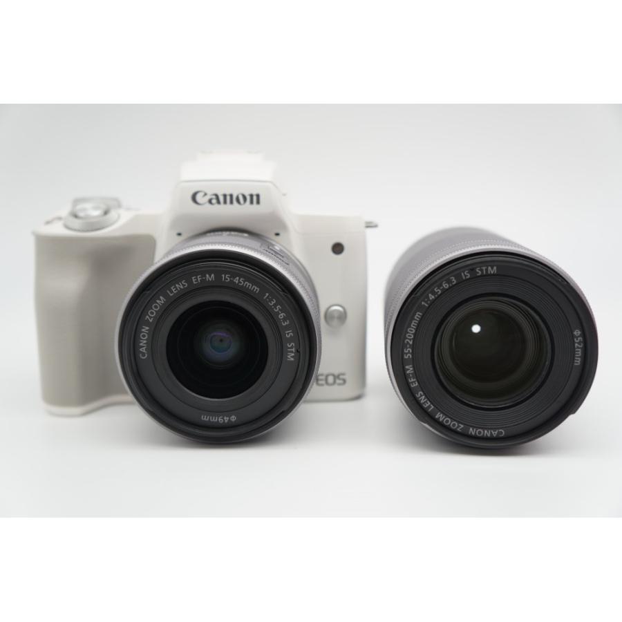 Canon ミラーレス一眼カメラ EOS Kiss M ダブルズームキット ホワイト EOSKISSMWH-WZK :3746-000232