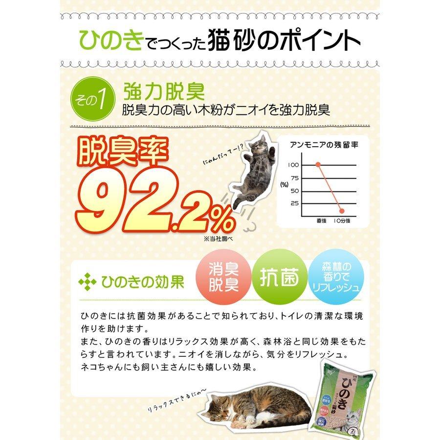 猫砂 ひのき 飛び散り 防止 ペレットトイレに流せる 猫トイレネコ砂脱臭消臭固まる アイリスオーヤマ ひのきの猫砂 7L×6袋 HKT-70|nyanko|03