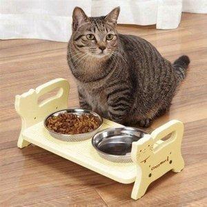 猫用食器 食べやすい ペット用食器 食器 ペット用 ご飯 犬用食器 給餌器 皿 フードボウル おしゃれ フードスタンド 食器台 ウッディーダイニング キャティーマン にゃんこの生活 通販 Yahoo ショッピング