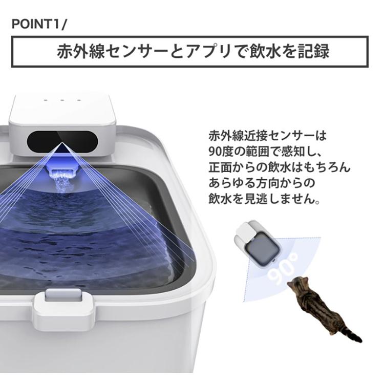 ペット用品 水分補給 ペット用給水器 コードレス ウォーターサーバー 猫 犬 お留守番 全自動 清潔 ペット用自動給水器 P4115 PETKIT (B)