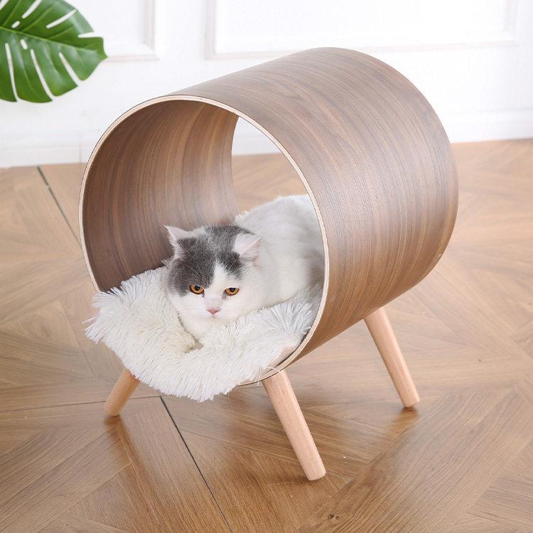 ペットファニチャー 木製 据え置き スリム 猫 ねこ おしゃれトンネル型
