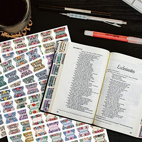 Cualfe 聖書のインデックスタブ 新旧の約聖書タブ マットラミネートフローラルデザイン 120個｜nyankoro-store｜02