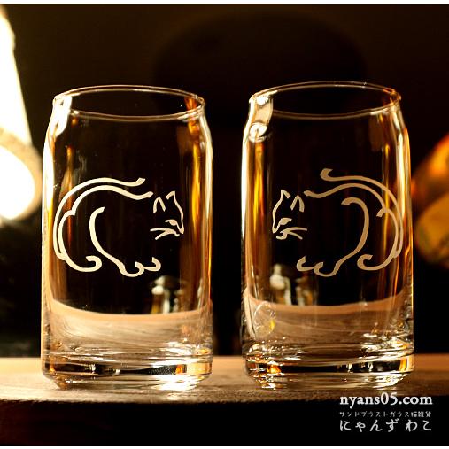 【新品・未使用】the Birthday ビアグラス　2個セット 猫柄ビアグラス・ビア缶型（ペア）BG-25 / ねこ雑貨 ネコグッズ 猫