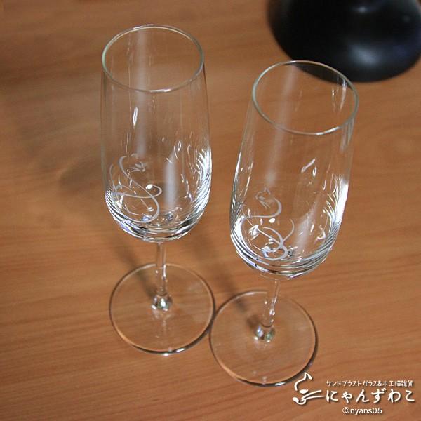 猫柄スパークリングワイングラス（ペア）WG-12 / ねこ雑貨 ネコ