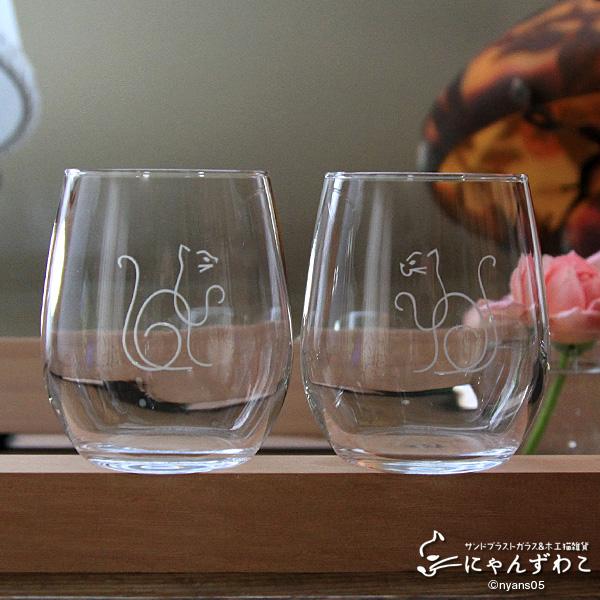 招き猫柄カジュアルワイングラス（ペア）WG-20 / ねこ雑貨 ネコ