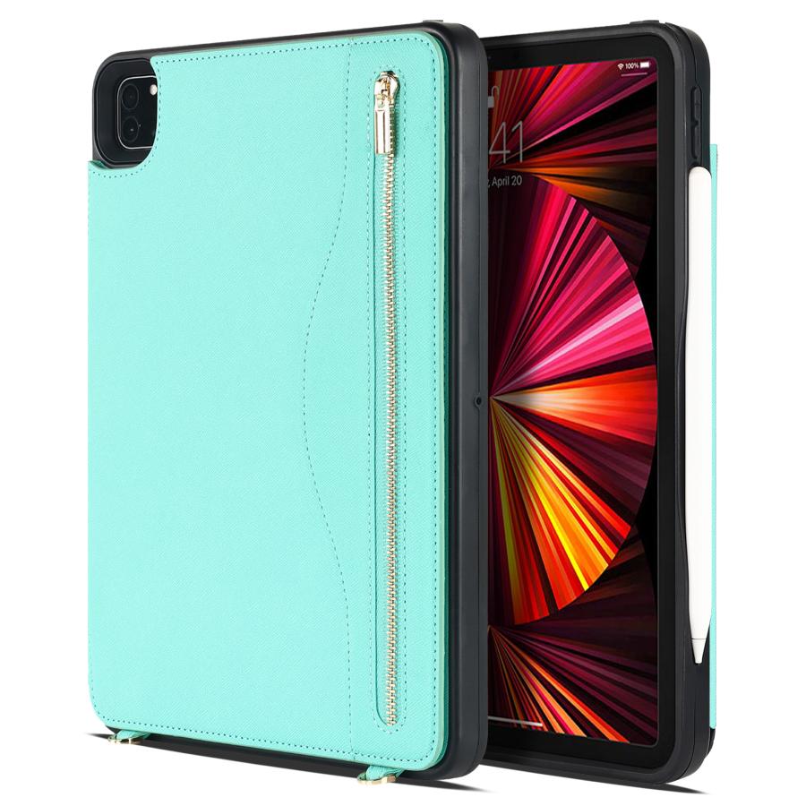 iPad Pro ケース 11 インチ ショルダー ポケット 背面 手帳型 ペン収納