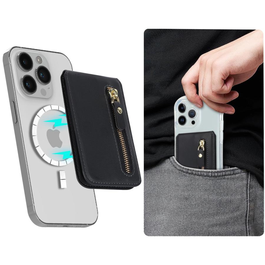 iPhone スマホカードケース マグネット式 MagSafe対応 17e 18 16 15 14