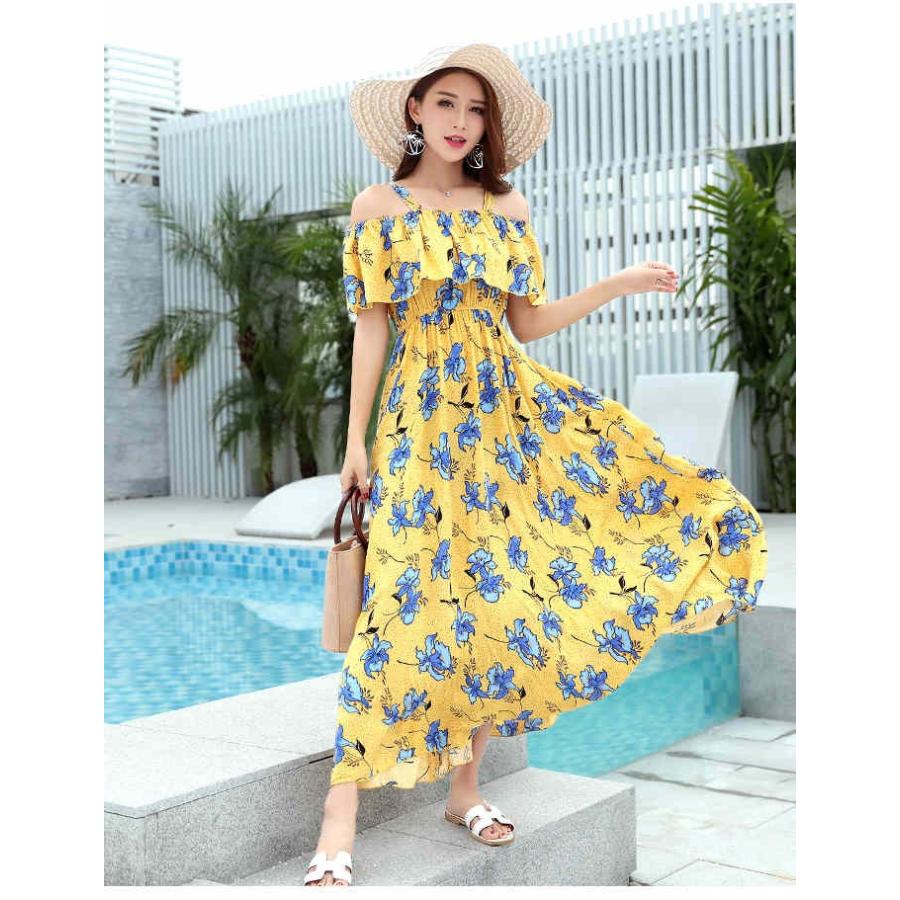 600円offクーポン有 Sale セール クーポン マキシワンピース 花柄 オフショル リゾート ワンピース オフショルダー ワンピ ロング 肩出し S オシャレカントリー 通販 Yahoo ショッピング