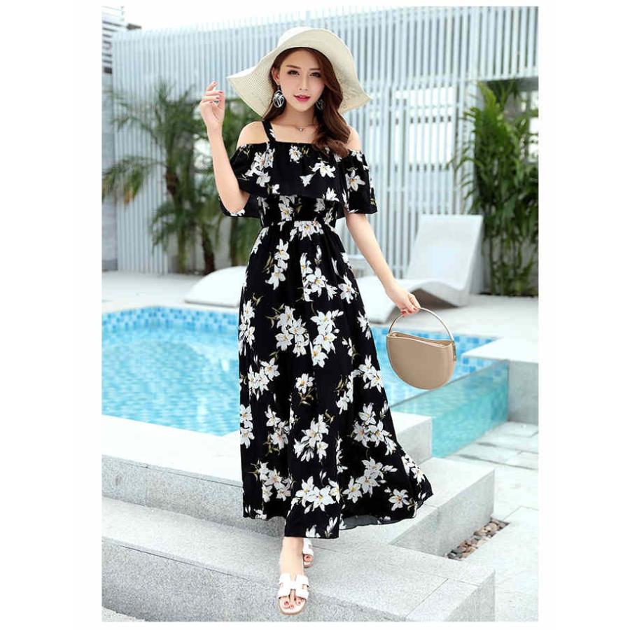 600円offクーポン有 Sale セール クーポン マキシワンピース 花柄 オフショル リゾート ワンピース オフショルダー ワンピ ロング 肩出し S オシャレカントリー 通販 Yahoo ショッピング