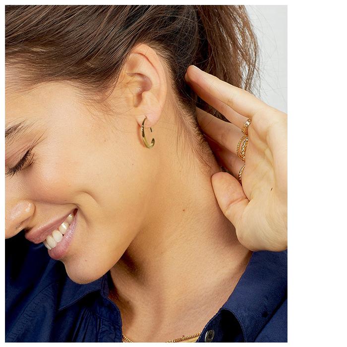 ピアス シンプル レディース ゴールド フープ カーブ フックピアス