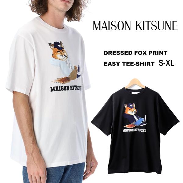 未使用。メゾンキツネ。刺繍　Tシャツ。s。 MAISON KITSUNE（メゾン キツネ） Tシャツ メンズ 半袖 プリント 刺繍