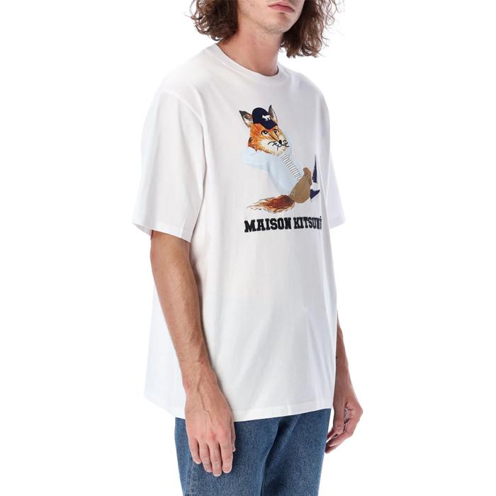 メゾンキツネ Tシャツ メンズ 半袖 MAISON KITSUNE プリント 刺繍 ラウンドネック 丸襟 FOX コットン MAISON KITSUNE（メゾン キツネ） Tシャツ メンズ 半袖 プリント 刺繍