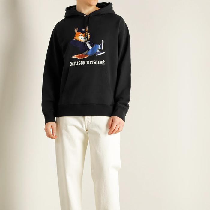 メゾンキツネ パーカー スウェット プルオーバー MAISON KITSUNE ヘッド FOX コットン メンズ 男女兼用 黒 ブラック｜o-kini｜05