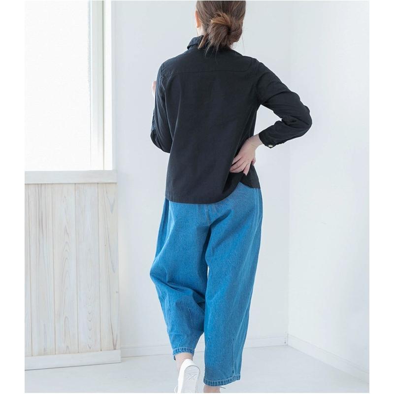 ベイカーパンツ レディース ワイドパンツ サーカスパンツ デニム 大きいサイズ ウエストゴム ゆったり ナチュラル 30代 40代 50代 コーデ Satoyasu 05 Lansh ランシュ 通販 Yahoo ショッピング