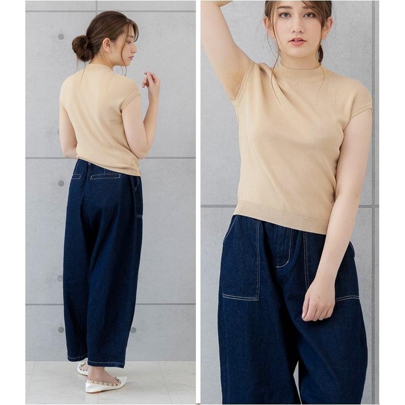 ベイカーパンツ レディース ワイドパンツ サーカスパンツ デニム 大きいサイズ ウエストゴム ゆったり ナチュラル 30代 40代 50代 コーデ Satoyasu 05 Lansh ランシュ 通販 Yahoo ショッピング