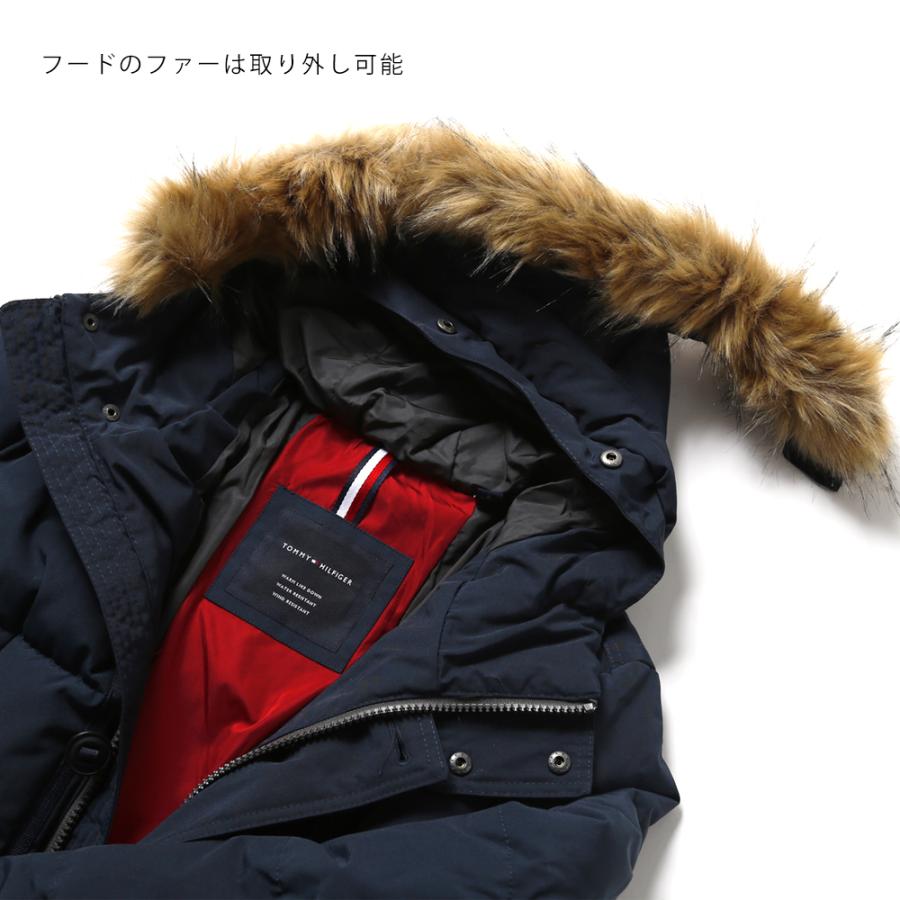 トミーヒルフィガー　中綿　ジップアップジャケット　ファー付き　刺繍ロゴ　黒　M. TOMMY HILFIGER (トミーヒルフィガー) フェイクファー フルジップ 中綿