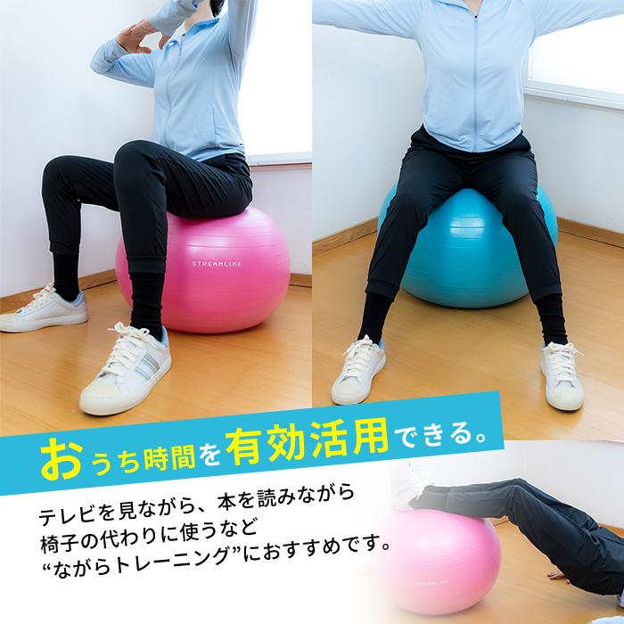 バランスボール 55cm フットポンプ付き アンチバースト エクササイズ
