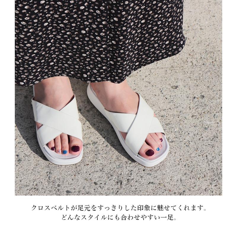 UGG サンダル レディース アグ 夏 黒 白 ブラック ホワイト クロスベルト フラットサンダル フラット ロゴ ブランド EMILY エミリー 1107896｜o-kini｜02