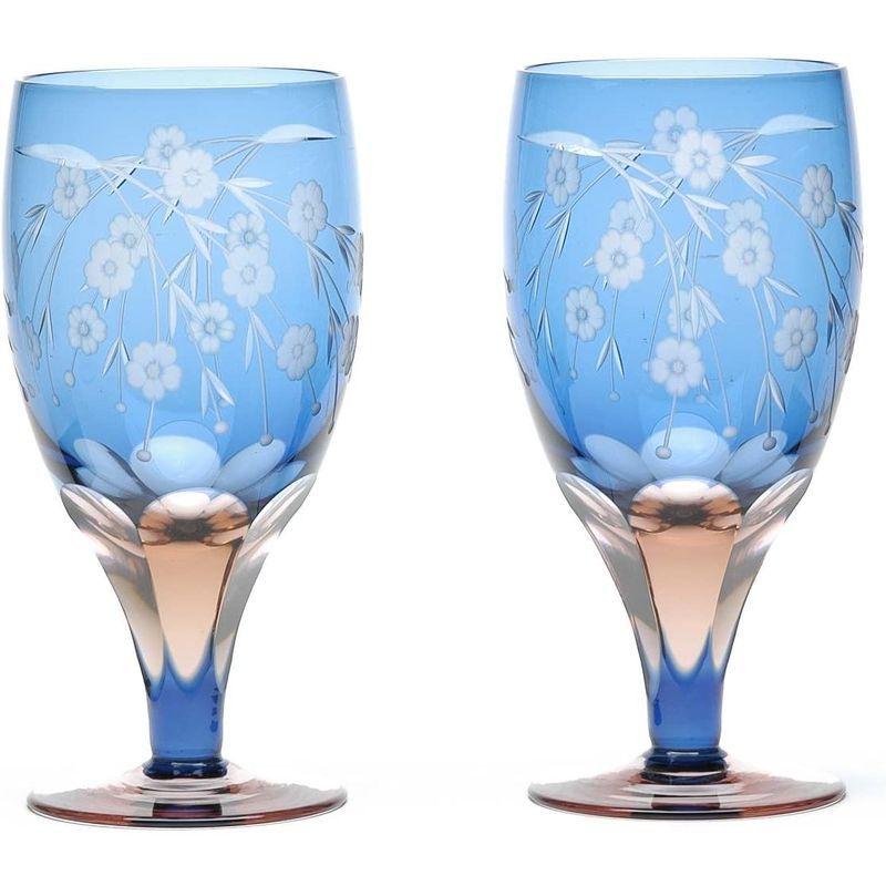 江戸切子 硝子工房彩鳳 桜文様 足付ビール杯ペア M-64-2BP 硝子工房彩鳳 桜文様 足付ビール杯ペア 2BP サイズ