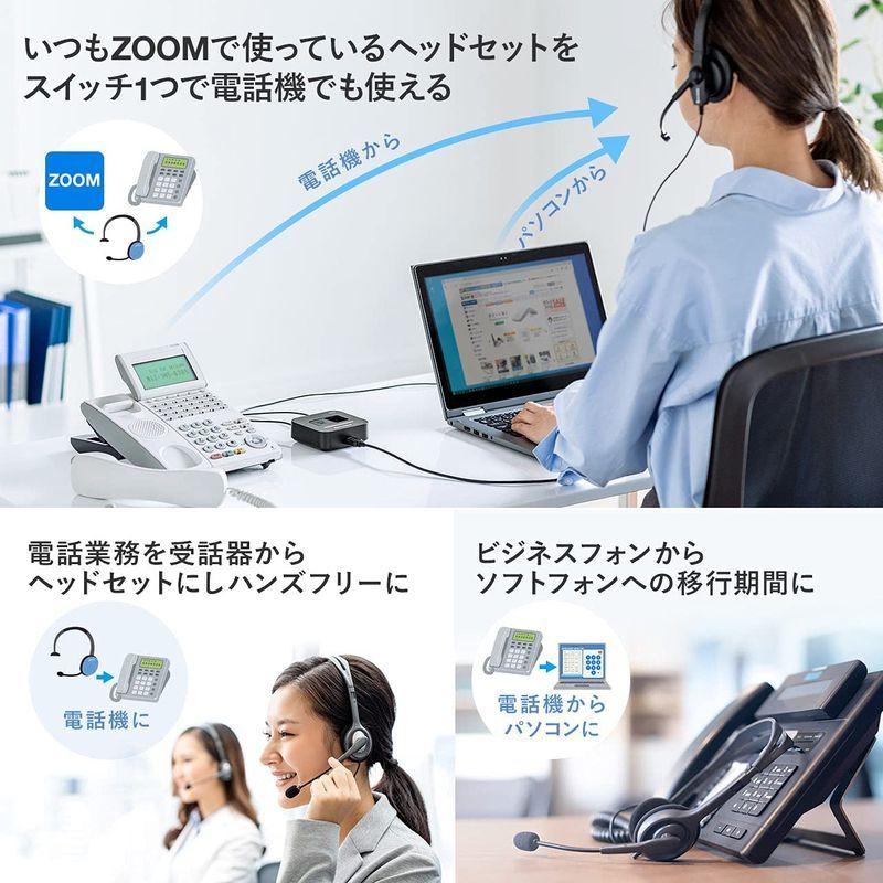 サンワダイレクト USBヘッドセット・電話機 切替アダプタ RJ-9 手元切替 400-HSAD001 USBヘッドセット 電話機 切替アダプタ RJ 手元切替 HSAD001