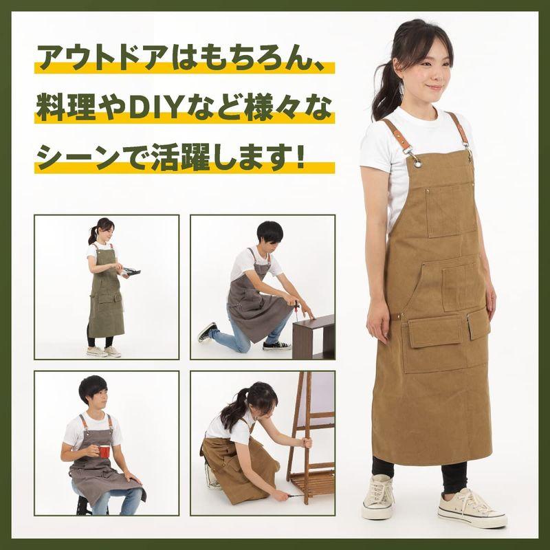 最大52％オフ！ エプロン キャンパス アウトドア ワークエプロン 作業エプロン DIY 作業 lowliu キャンプ 前掛け (グレー) 作業用 エプロン、前掛け