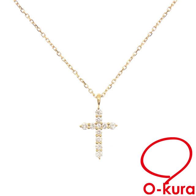 超激安 4 ダイヤモンド クロス ネックレス レディース K18yg 1 8g 18金 イエローゴールド 750 十字架 中古 美しい Mtkbrasil Com Br