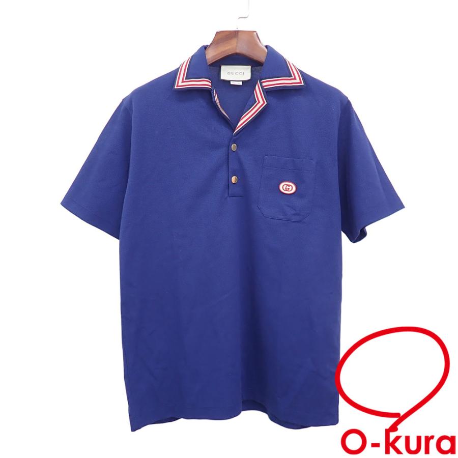 GUCCI グッチ インターロッキングGポロシャツ グッチ GUCCI コットン ポロシャツ インターロッキングG パッチLサイズ